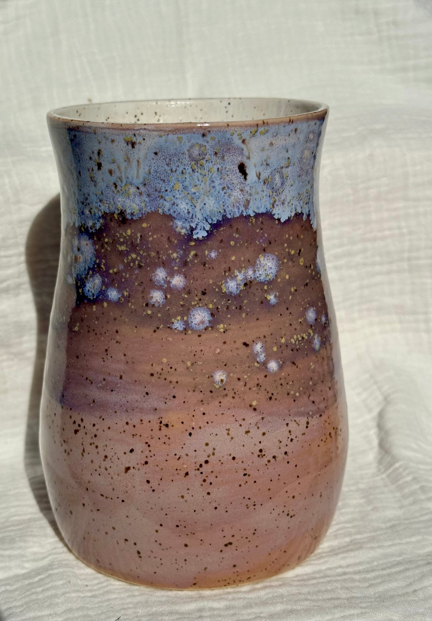 Ceramic Stoneware Large Purple and Lavender Vase Pottery Floral