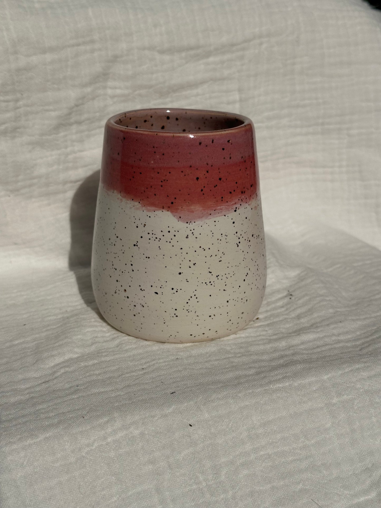 Ceramic Stoneware Pink and White and Purple Wine Whiskey Cup Botanical Floral Pottery Floral Tumbler