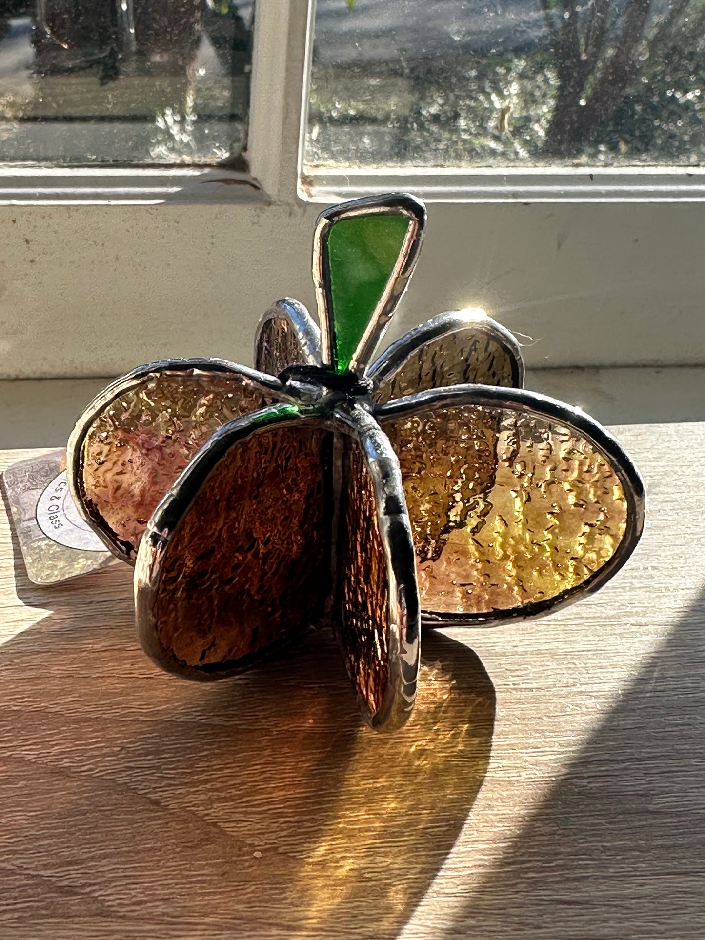 Ready to Ship Stained Glass Small Autumn Brown 3D Pumpkin Decoration Glass Art Gift