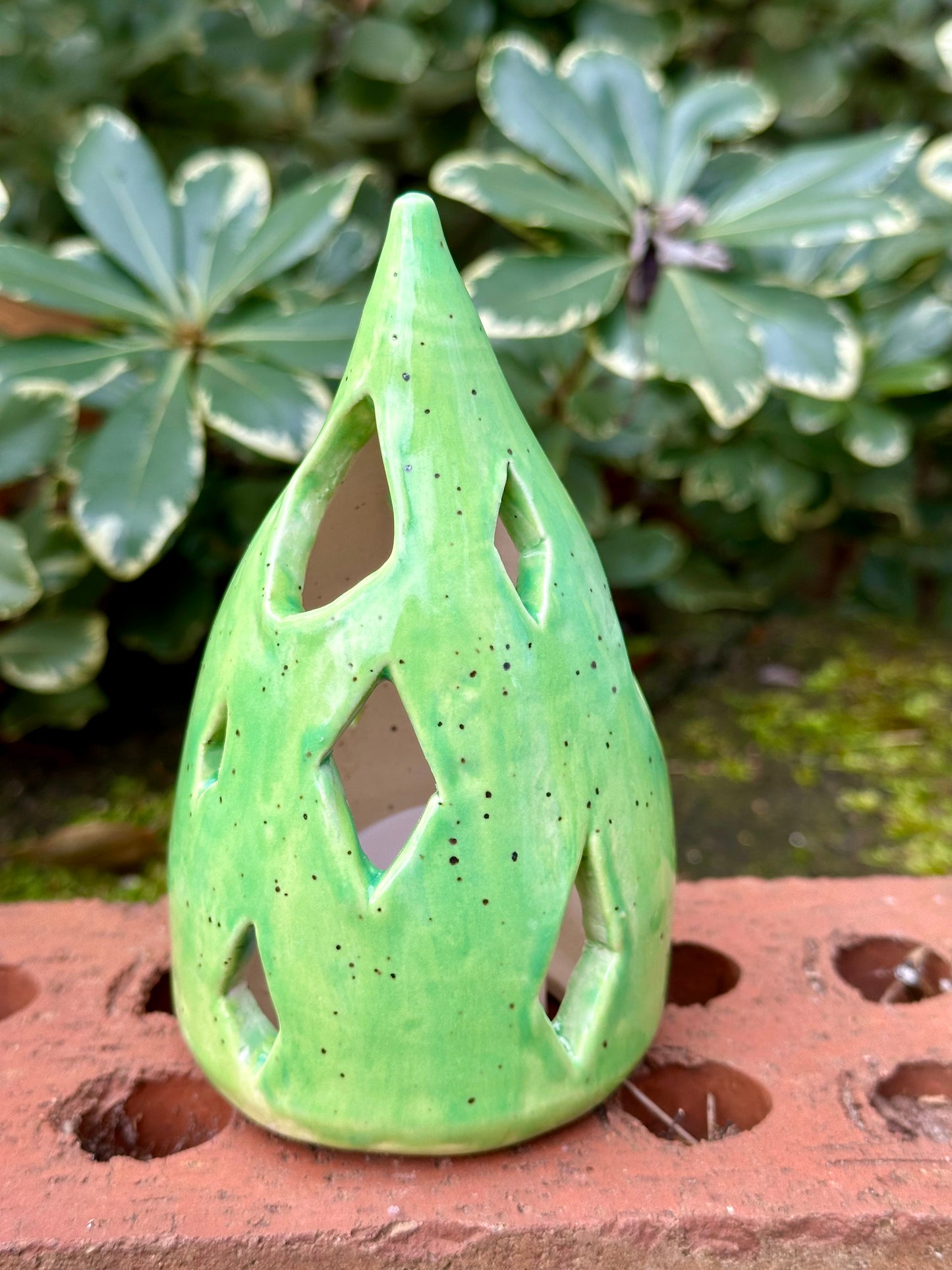 Ceramic Stoneware Christmas Tree Luminary Decoration Pottery