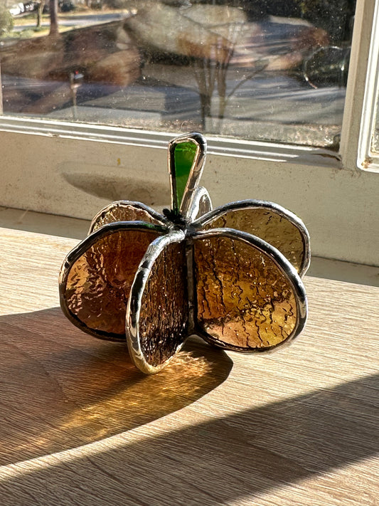 Ready to Ship Stained Glass Small Autumn Brown 3D Pumpkin Decoration Glass Art Gift