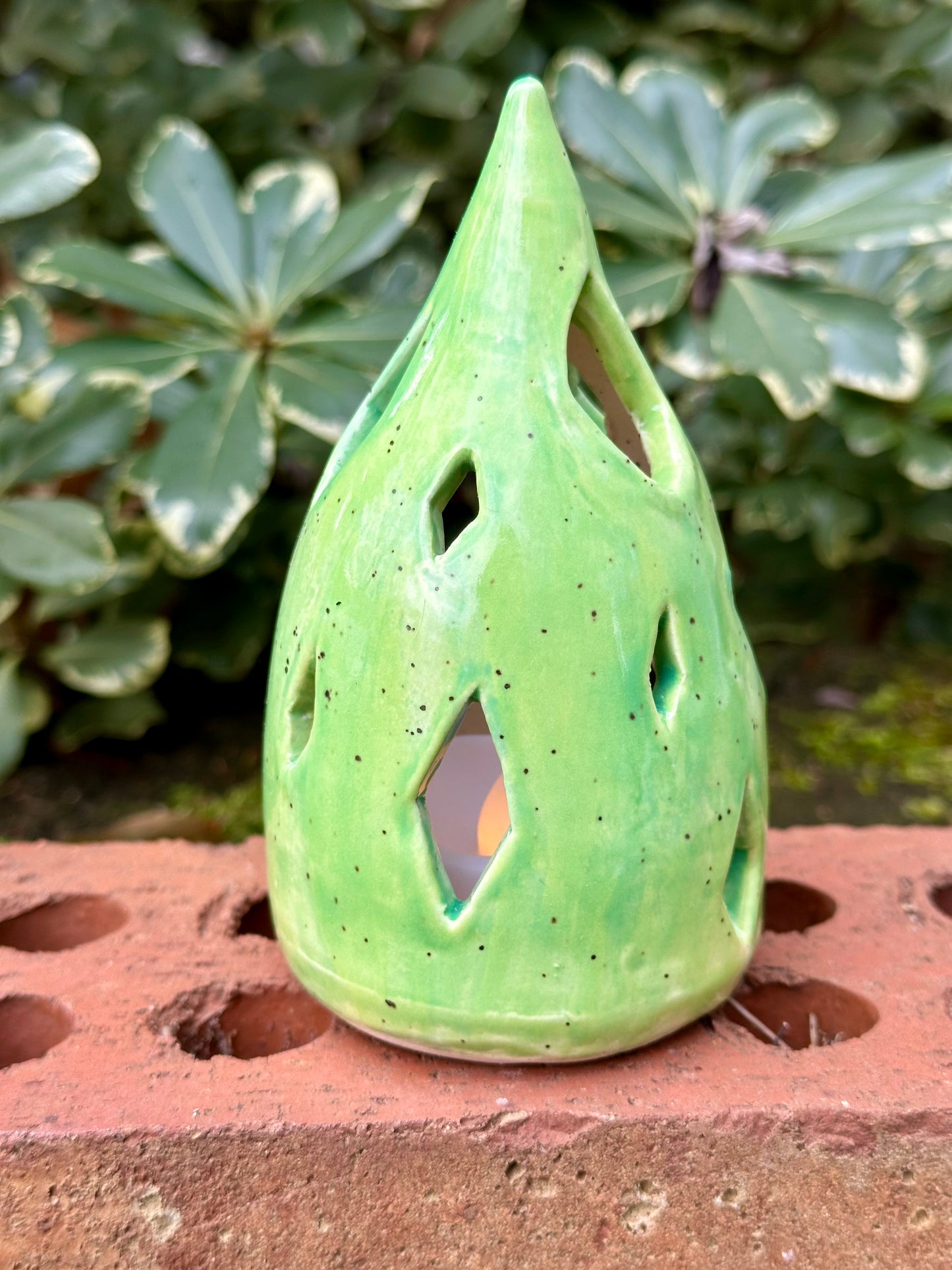 Ceramic Stoneware Christmas Tree Luminary Decoration Pottery