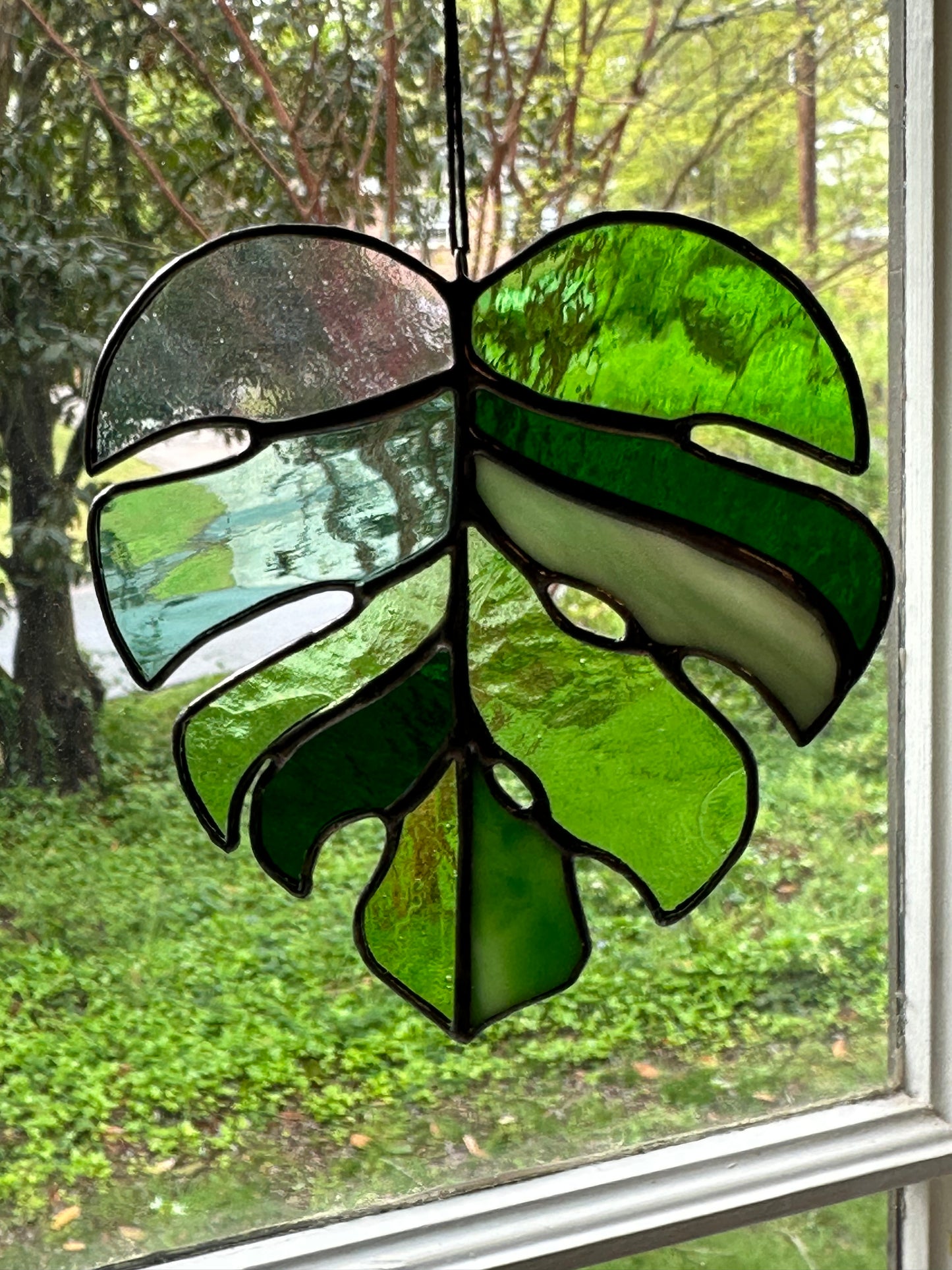 Stained Glass Monstera Leaf Suncatcher Window Decoration Glass Art Plant Lover Gift