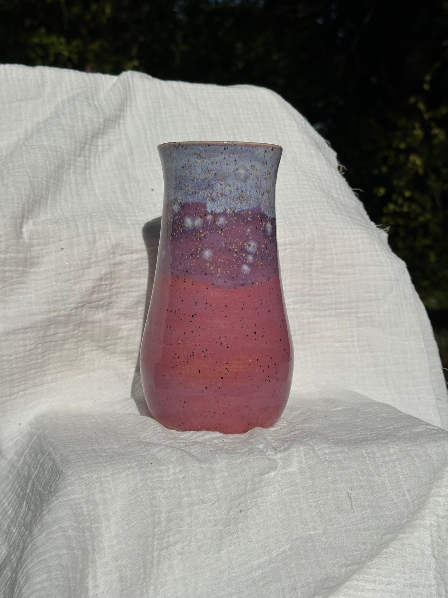 Ceramic Stoneware Pink, Purple and Lavender Vase Pottery Floral