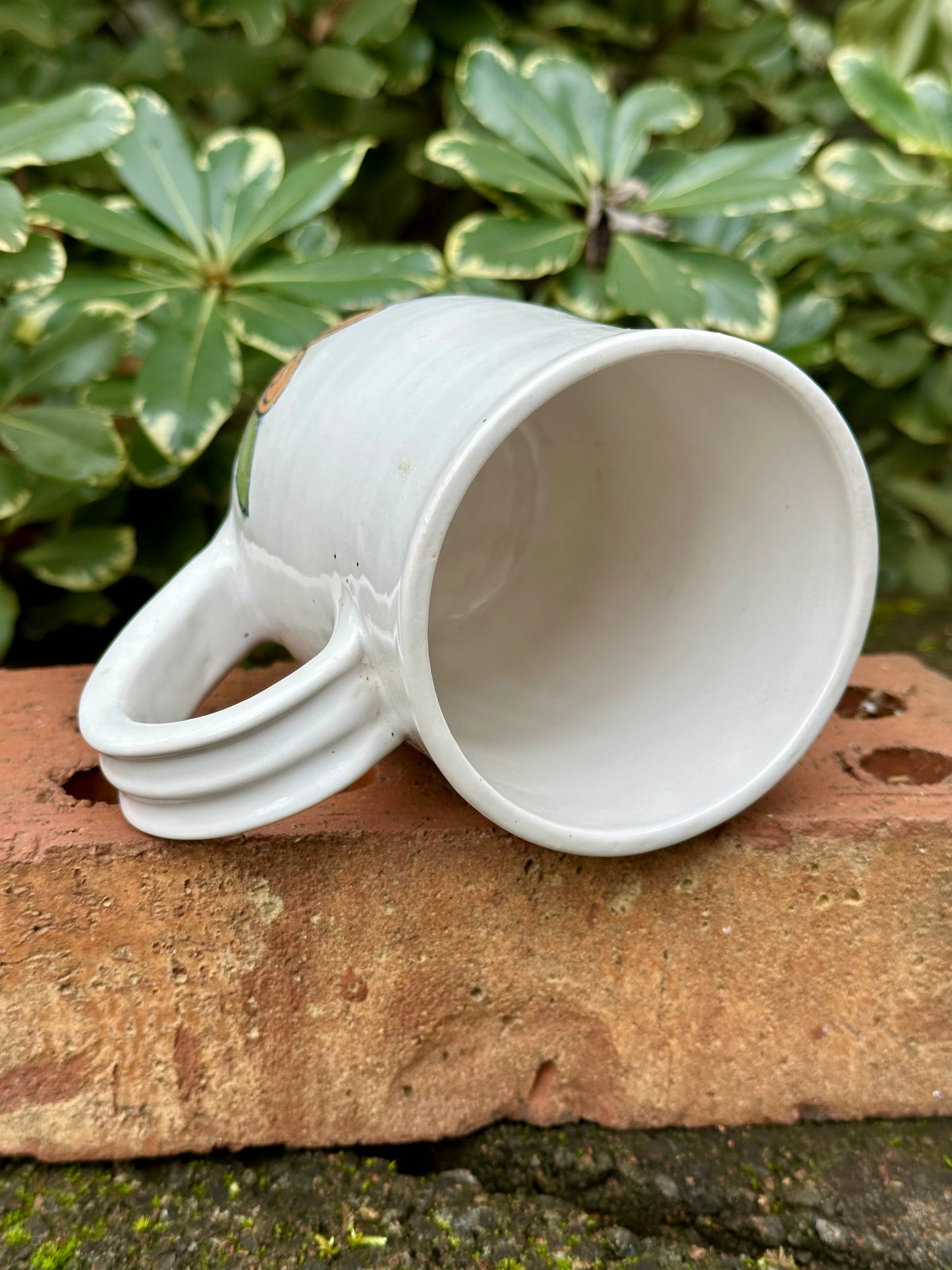Ceramic Stoneware Carved Orange Flowers Coffee Tea Mug Cup Botanical Floral Pottery Floral Pride