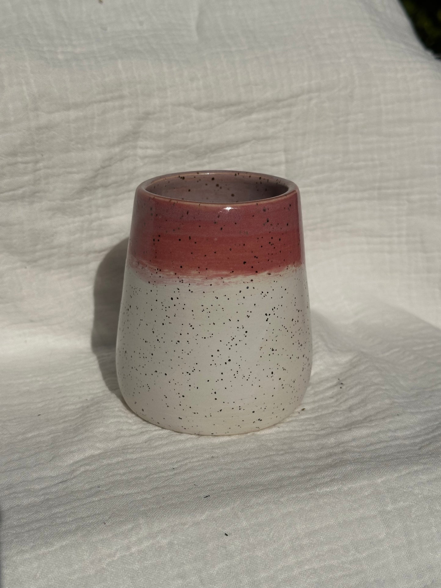 Ceramic Stoneware Pink and White and Purple Wine Whiskey Cup Botanical Floral Pottery Floral Tumbler