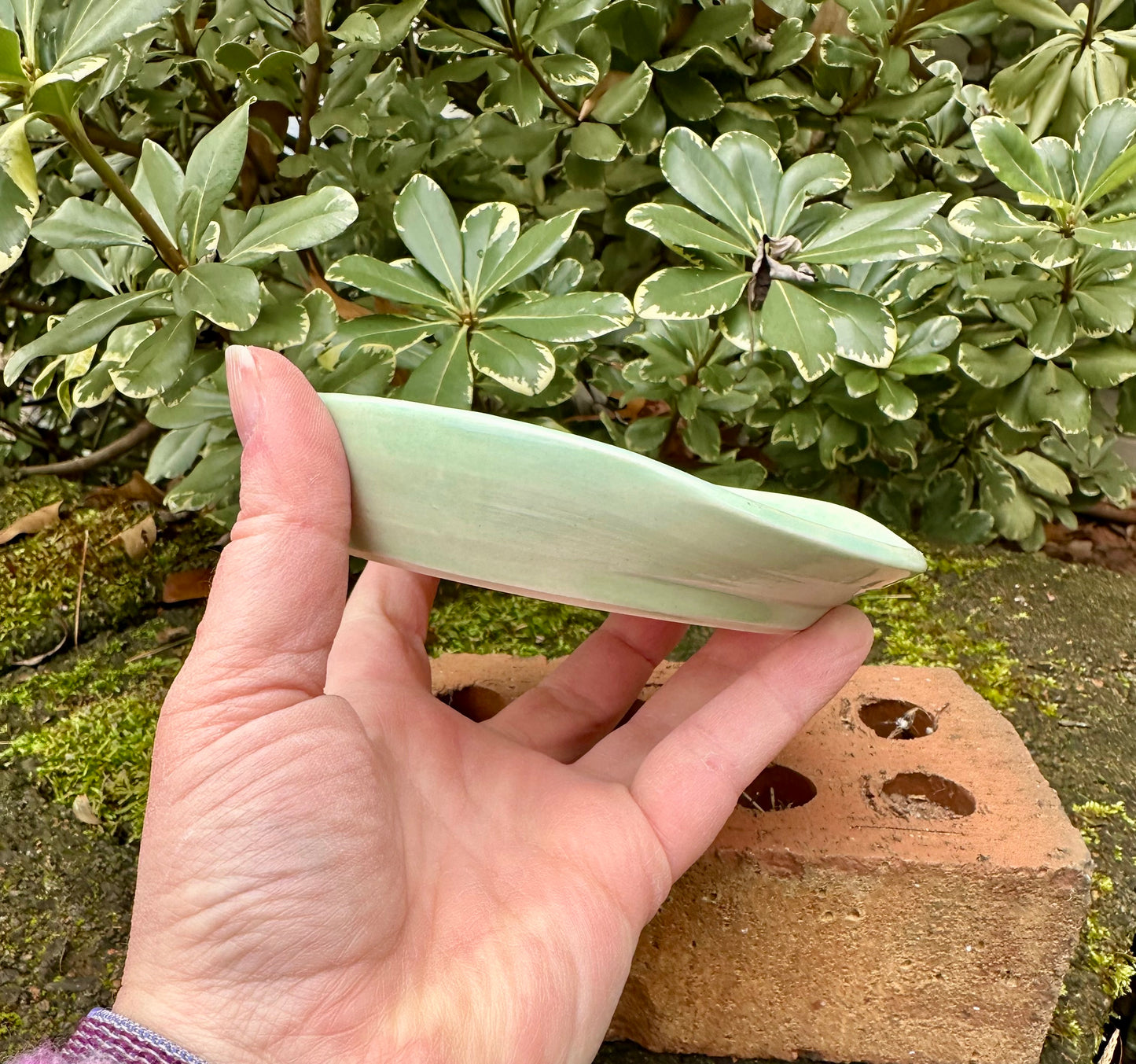 Ceramic Stoneware Light Green Spoon Rest Serving Pottery