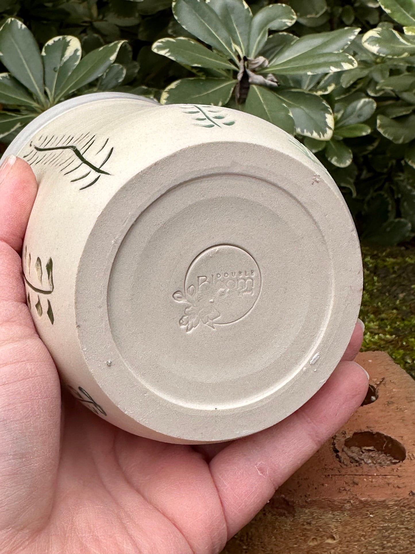 Ceramic Stoneware Carved Vines Botanical Floral Pottery Small