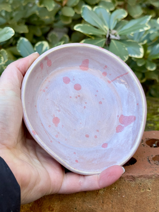 Ceramic Stoneware Purple with Pink Speckles Spoon Rest Serving Pottery