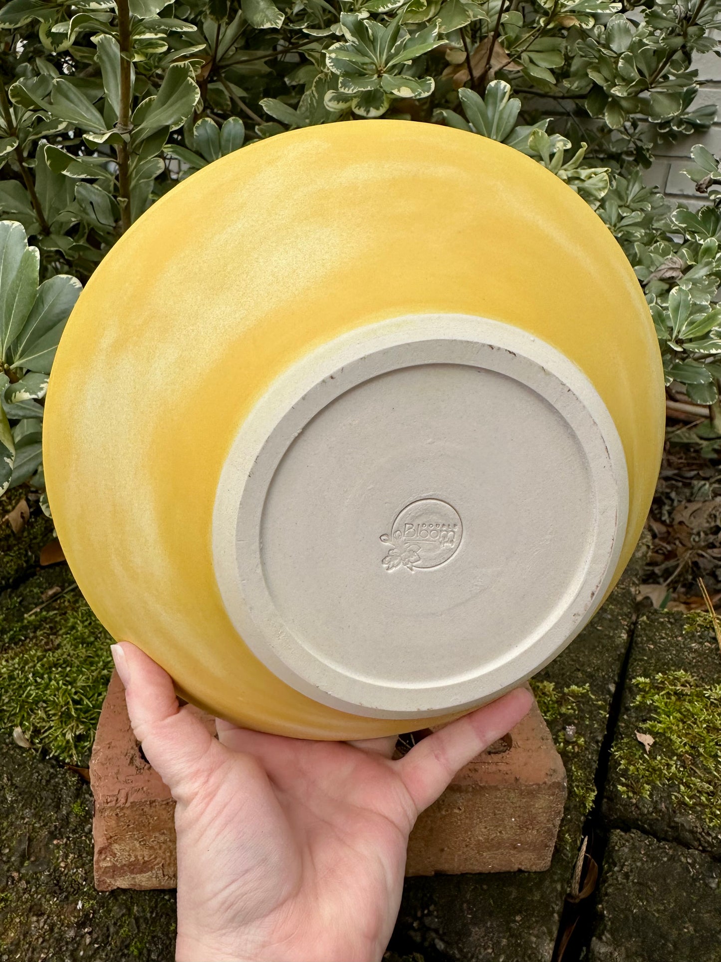 Ceramic Stoneware Large Yellow Serving Display Bowl Home Decor Pottery