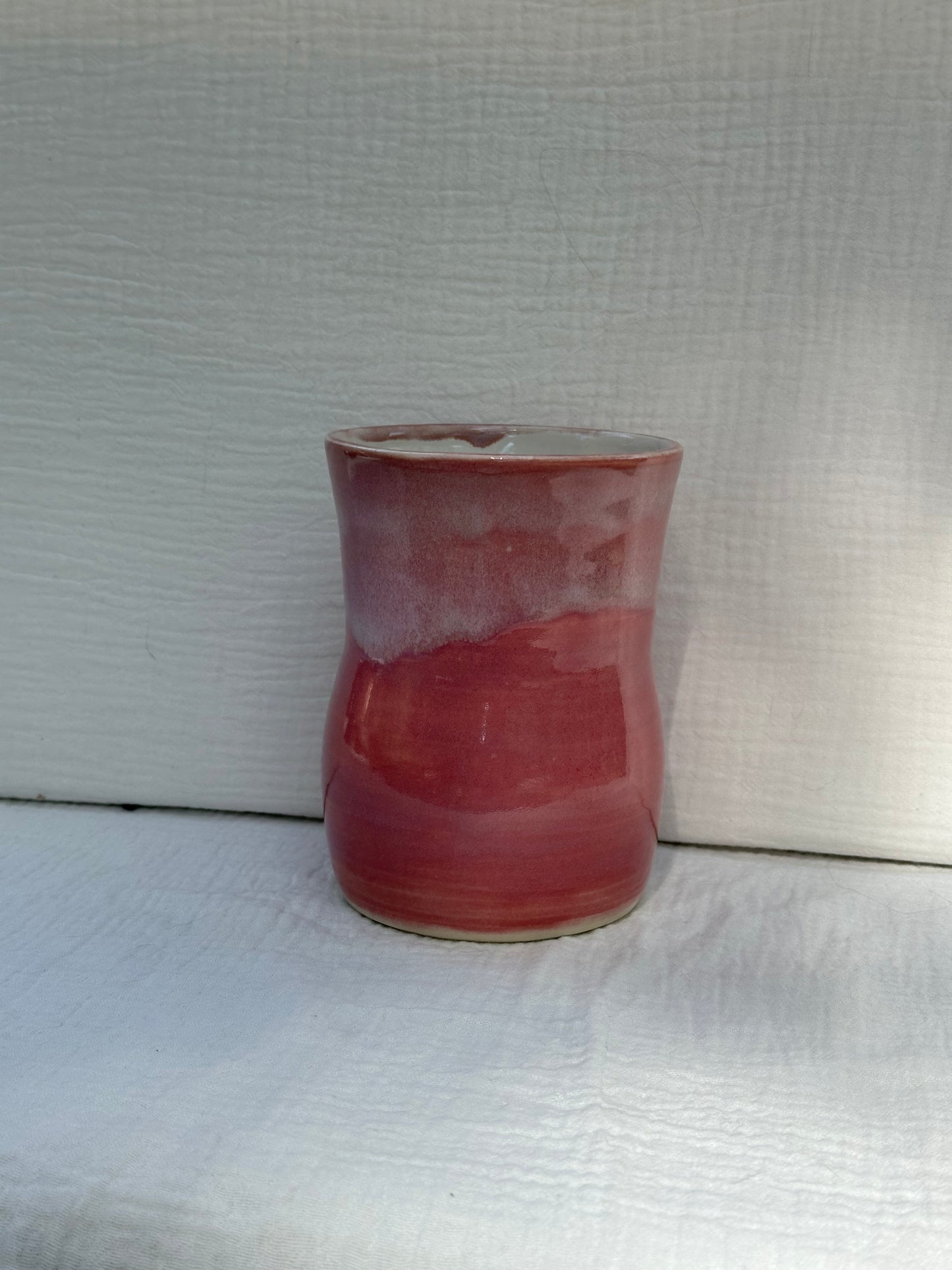 Ceramic Stoneware Pink and White Speckled Utensil Holder Vase Pottery Floral