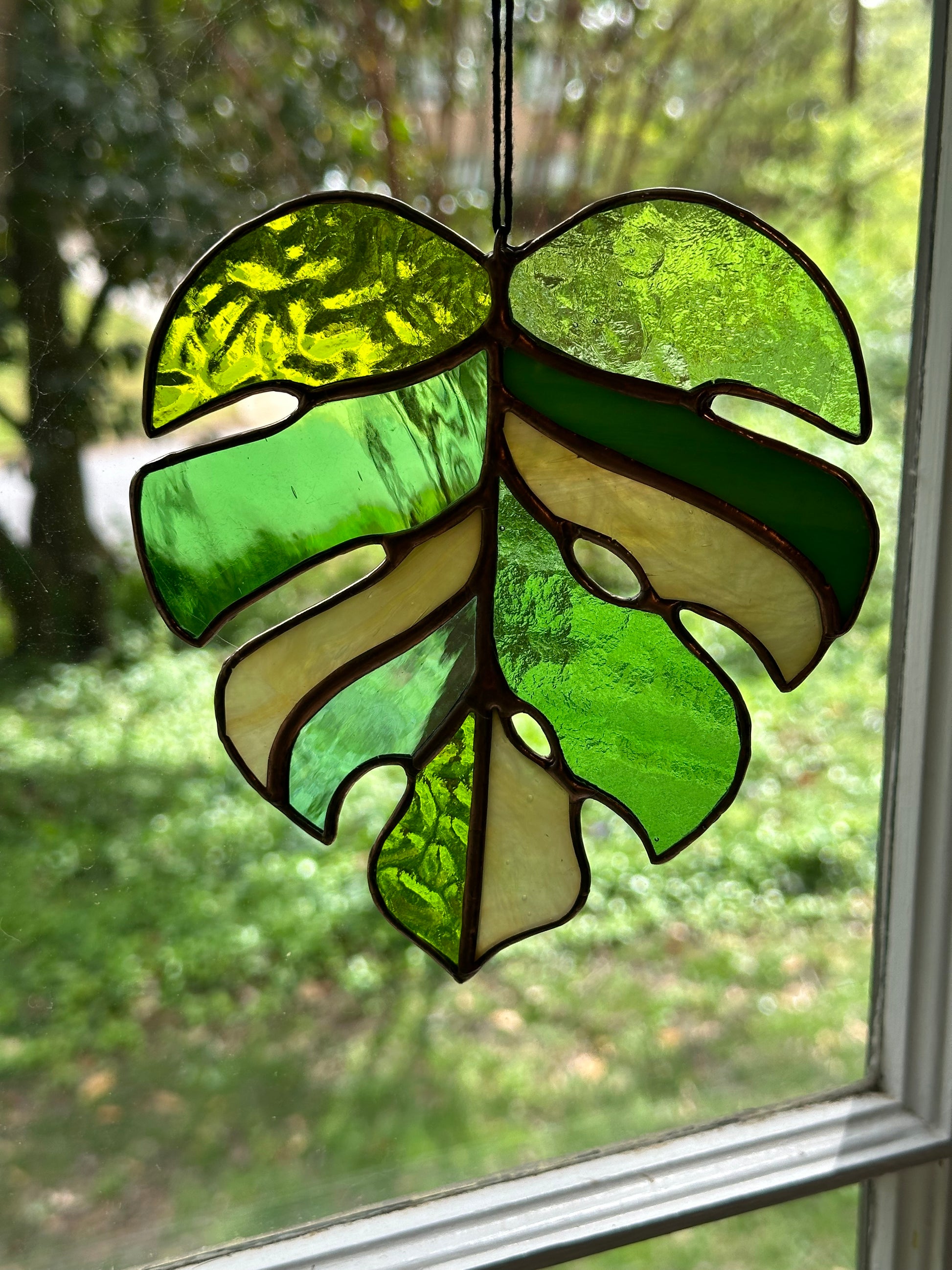 monstera deliciosa window Pre Order Stained Glass Monstera Leaf Suncatcher Window Decoration Gla – Double Bloom Studios