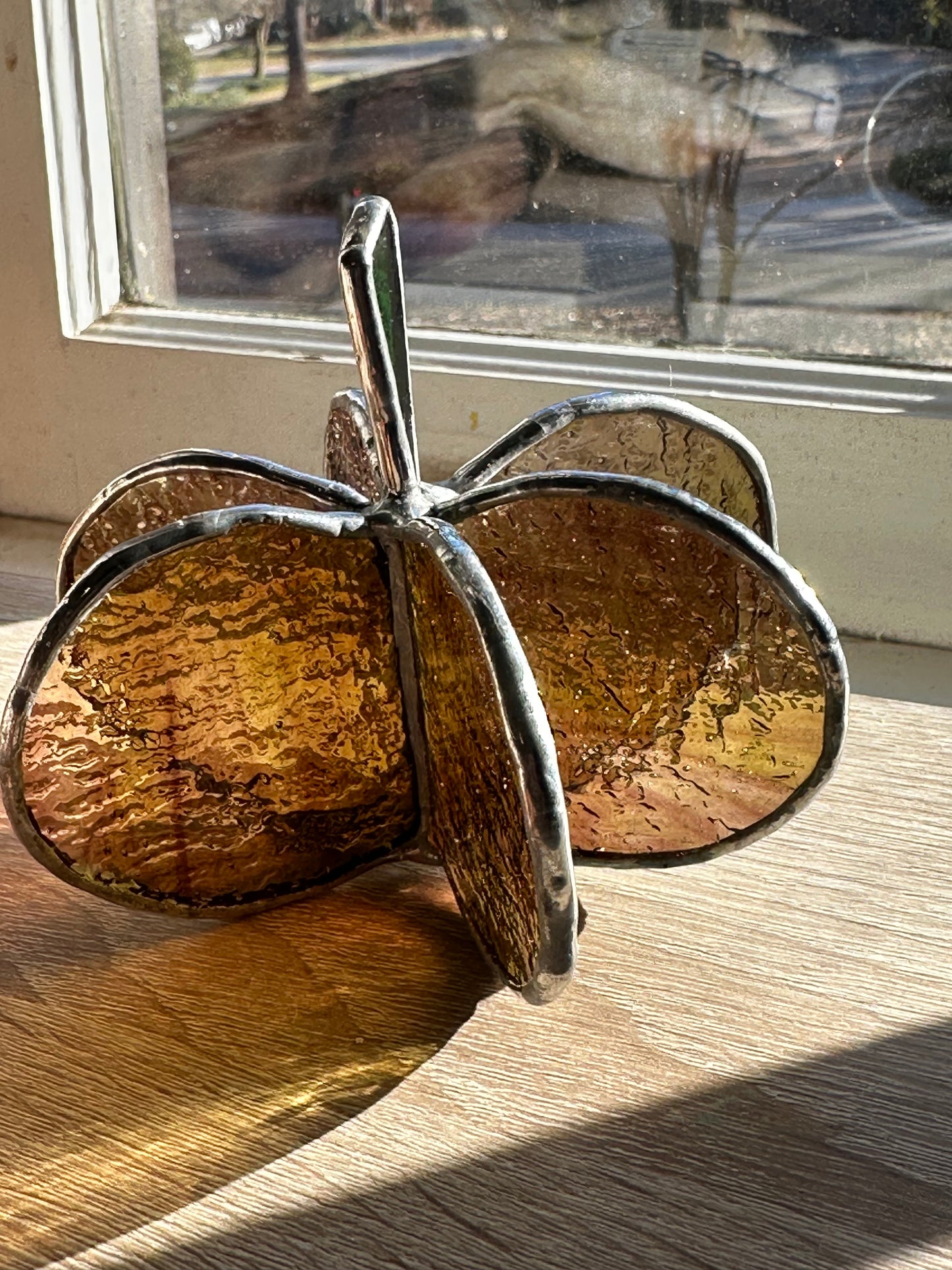 Ready to Ship Stained Glass Small Autumn Brown 3D Pumpkin Decoration Glass Art Gift