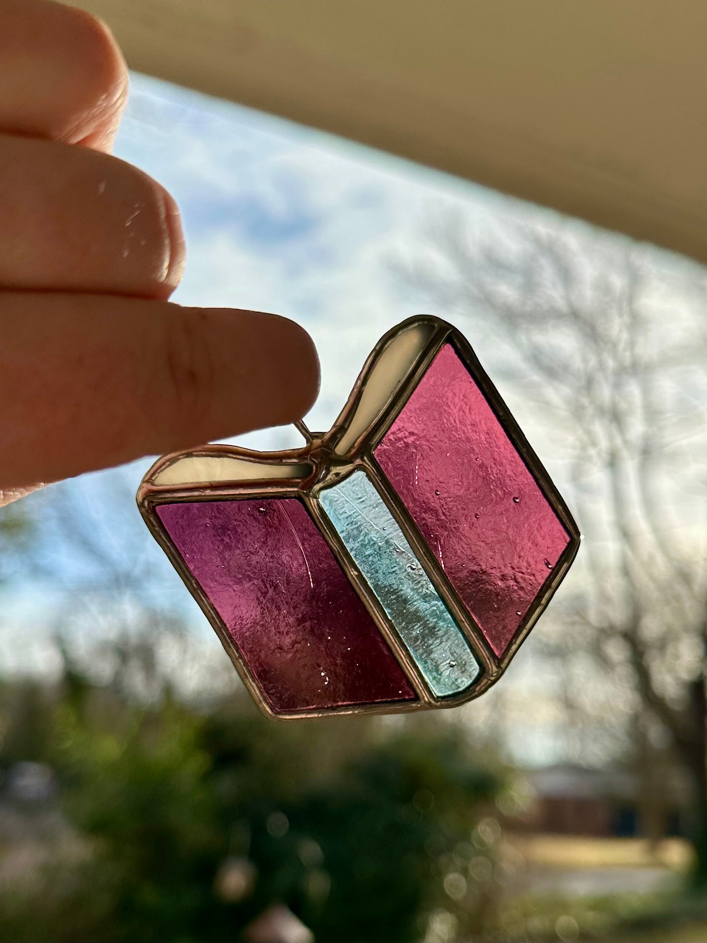 Ready to ship Stained Glass Small Book Suncatcher Window Decoration Glass Art Gift