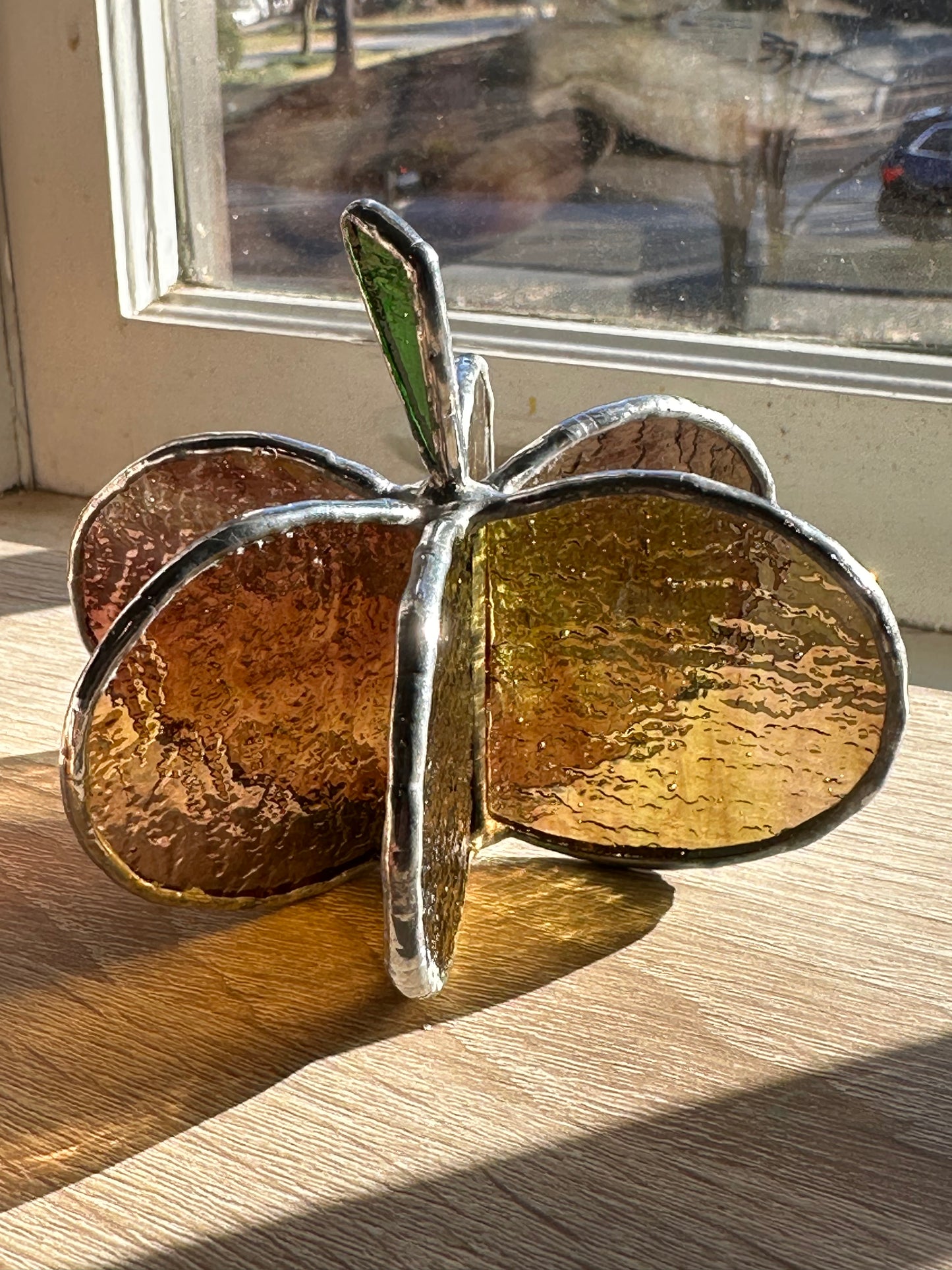 Ready to Ship Stained Glass Autumn Brown 3D Pumpkin Decoration Glass Art Gift