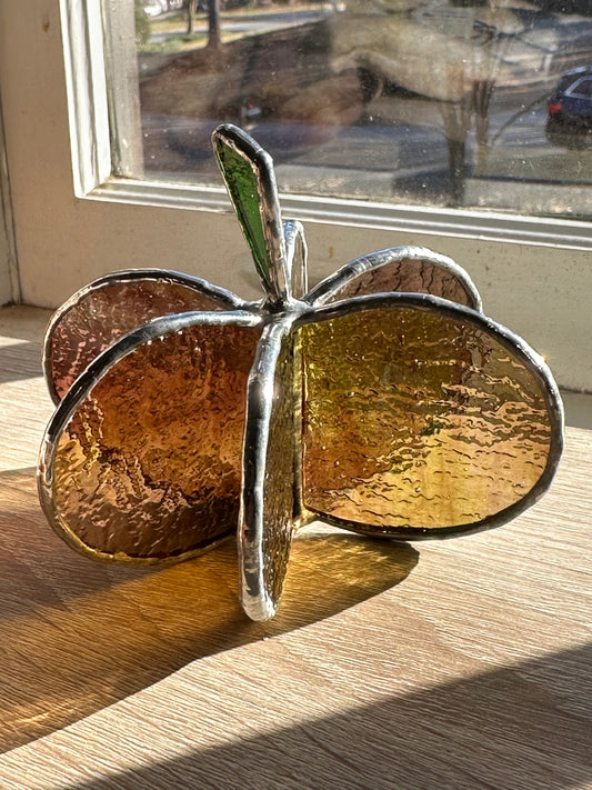 Ready to Ship Stained Glass Autumn Brown 3D Pumpkin Decoration Glass Art Gift