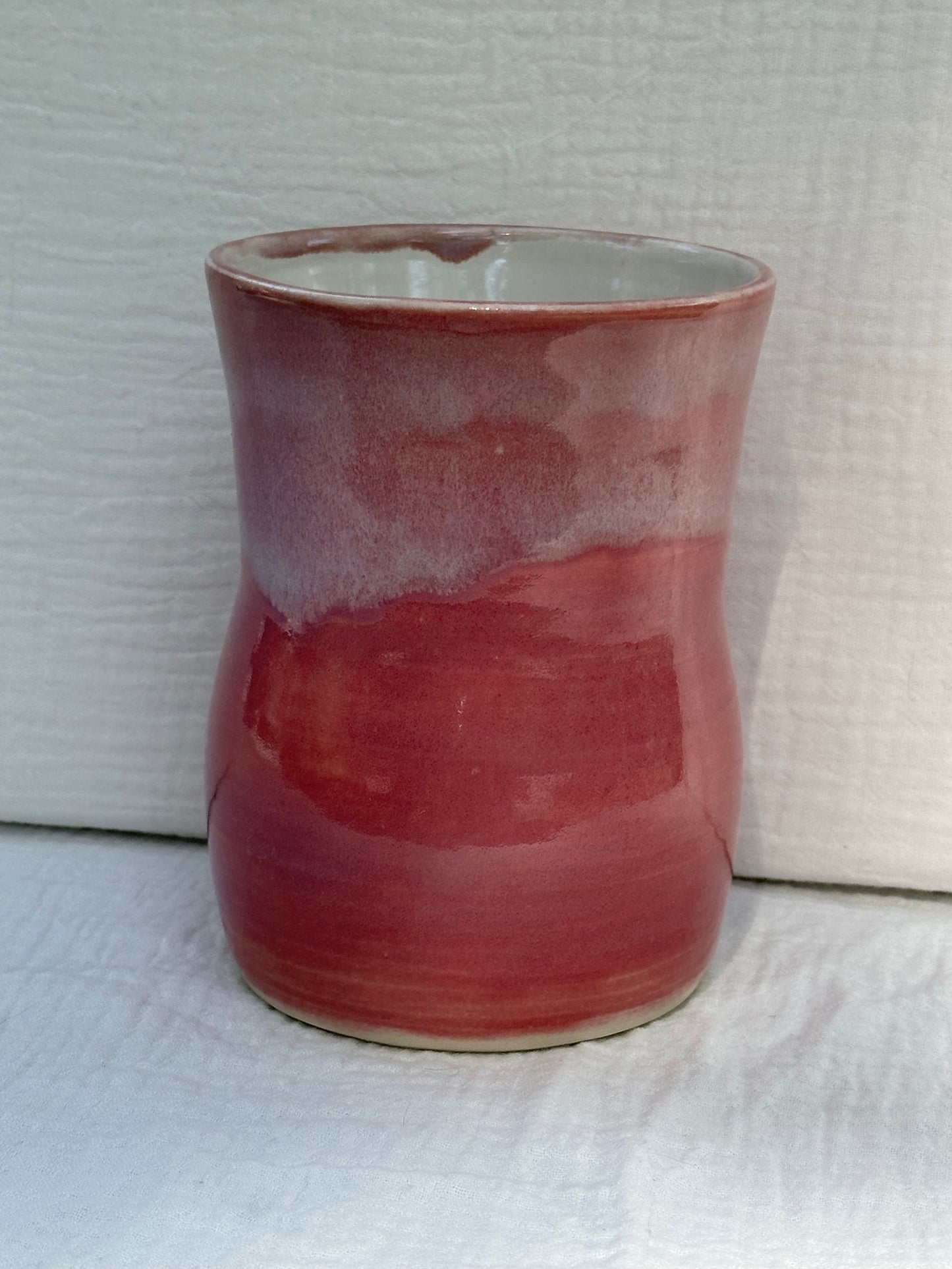 Ceramic Stoneware Pink and White Speckled Utensil Holder Vase Pottery Floral