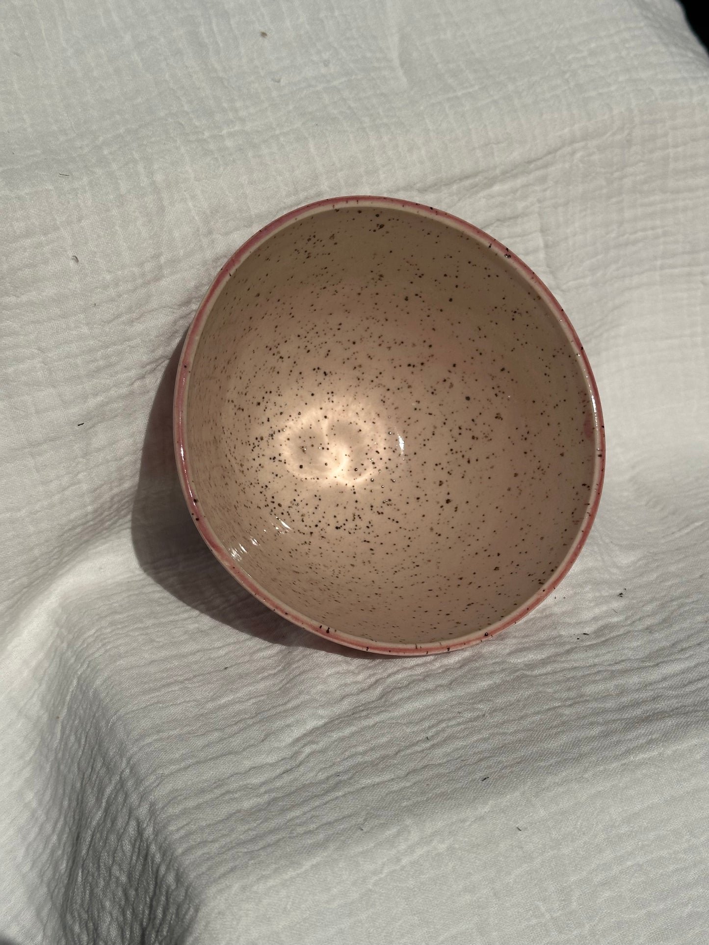 Ceramic Stoneware Pink and White Bowl Cereal Everyday Serving Pottery