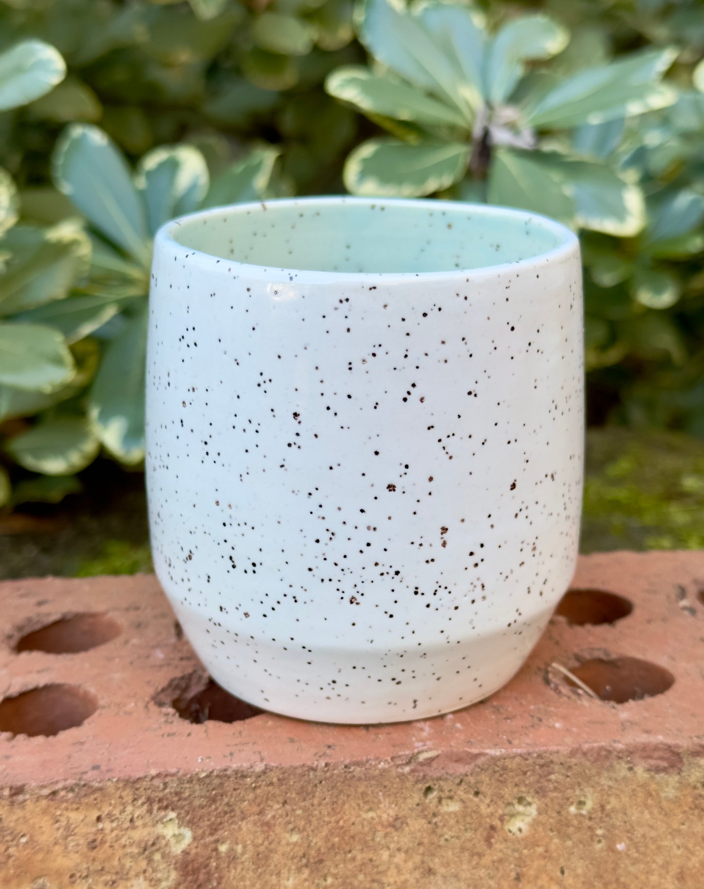 Ceramic Stoneware White and Blue Cup Tumbler Pottery
