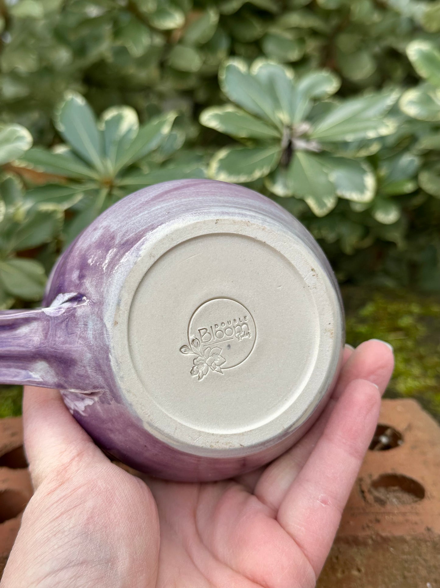 *Second* Ceramic Stoneware Purple and Orange Coffee Tea Mug Cup Pottery