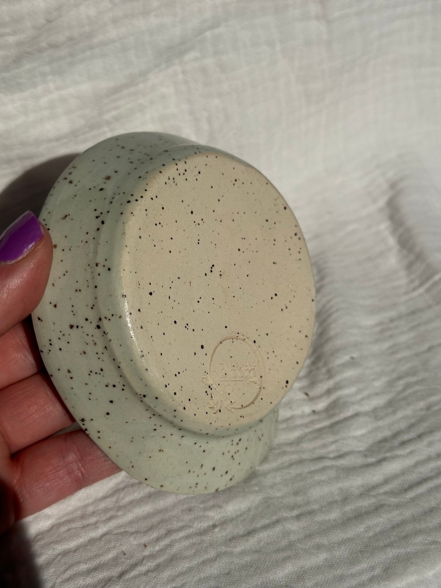 Ceramic Stoneware Purple Lavender Blue Speckled Spoon Rest Serving Pottery