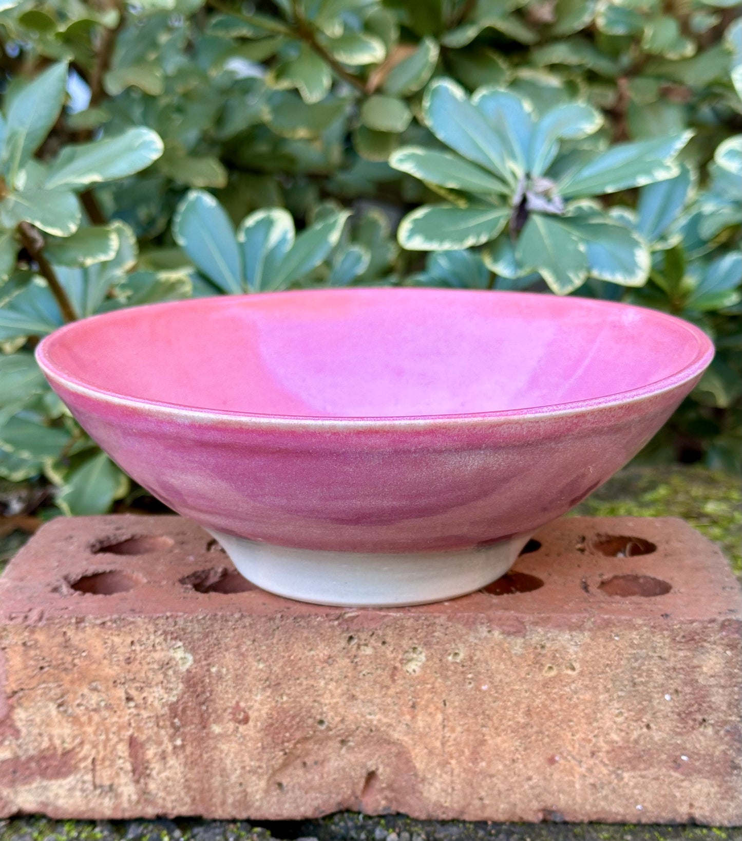 Ceramic Stoneware Medium Pink Serving Display Bowl Home Decor Pottery