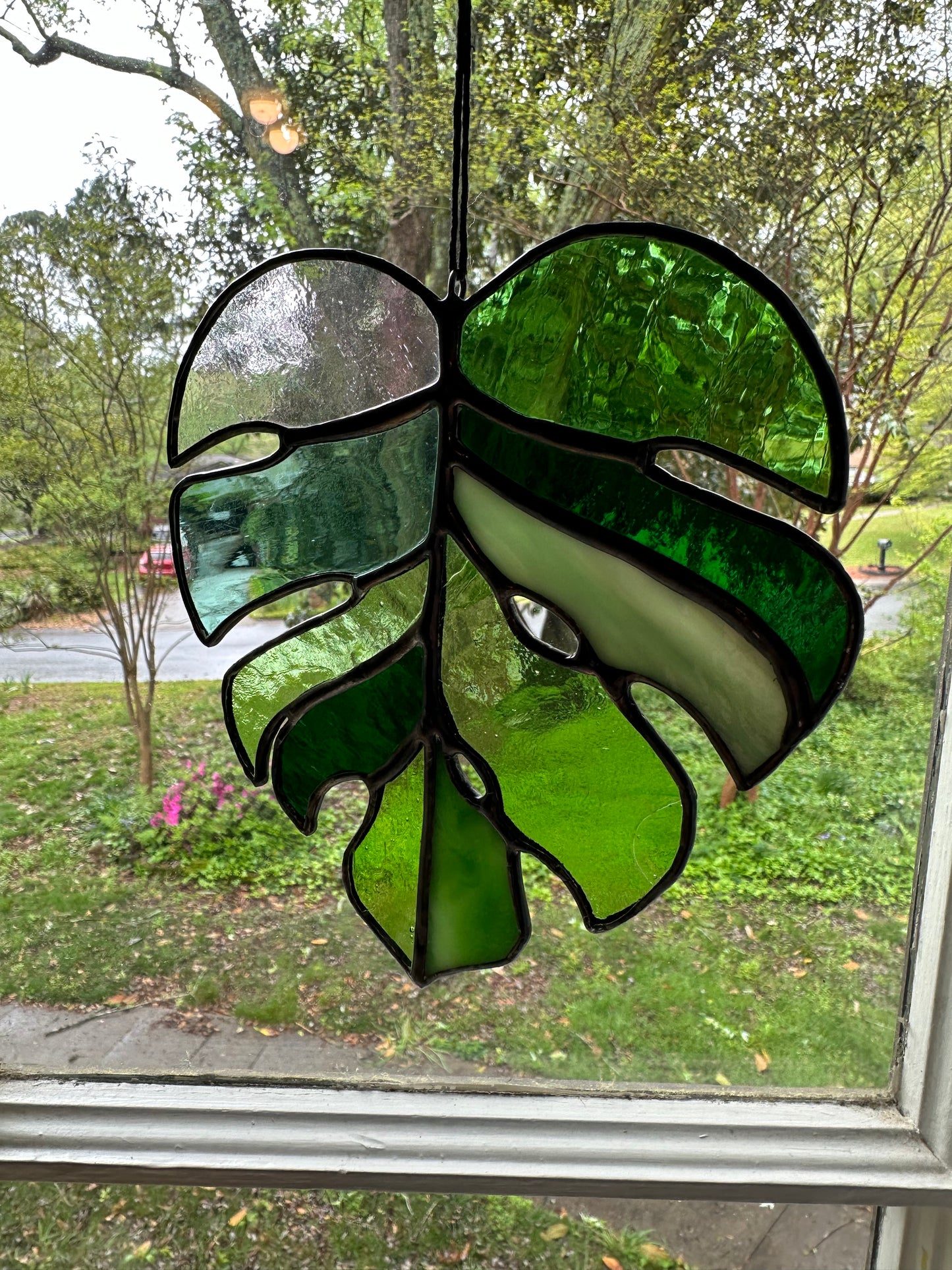 Stained Glass Monstera Leaf Suncatcher Window Decoration Glass Art Plant Lover Gift