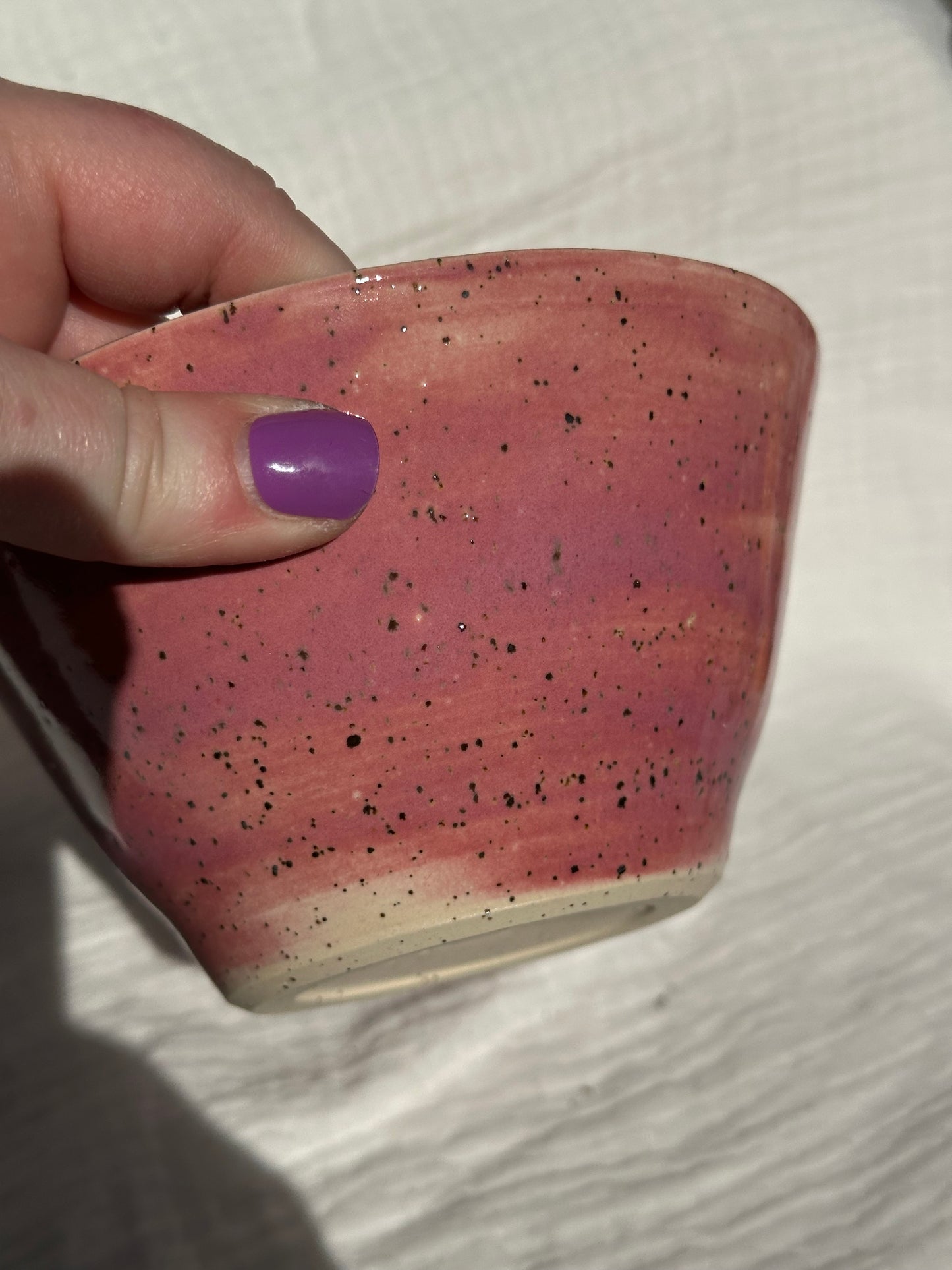 Ceramic Stoneware Pink and White Bowl Cereal Everyday Serving Pottery