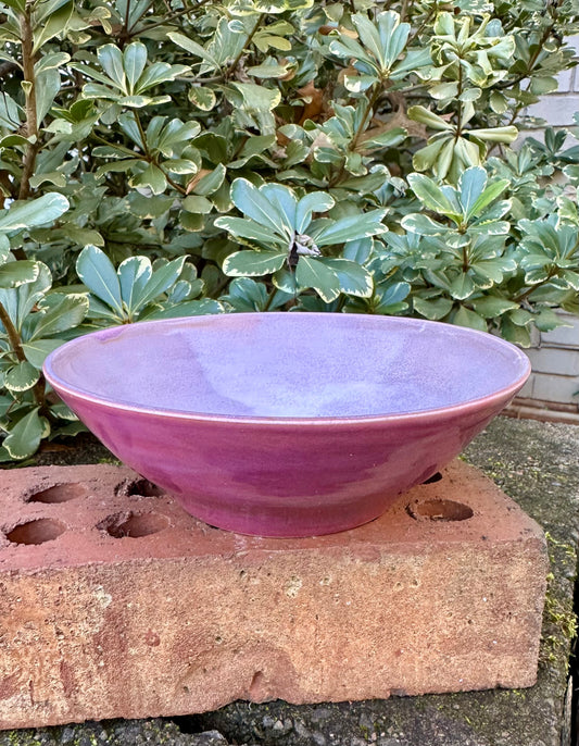 Ceramic Stoneware Medium Pink and Purple Serving Display Bowl Home Decor Pottery