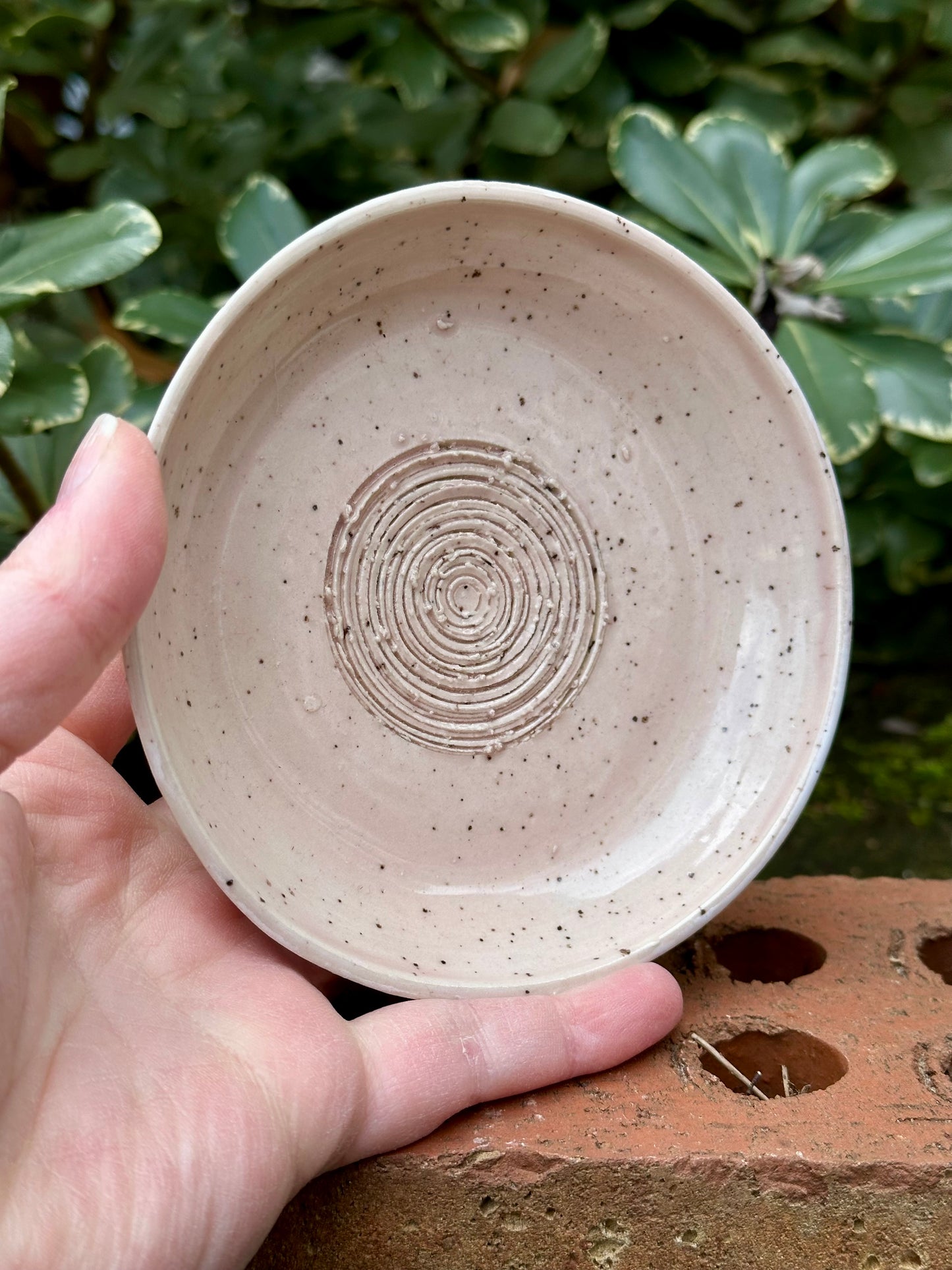 Ceramic Stoneware Pink Trinket Dish Or Spoon Rest Small Plate