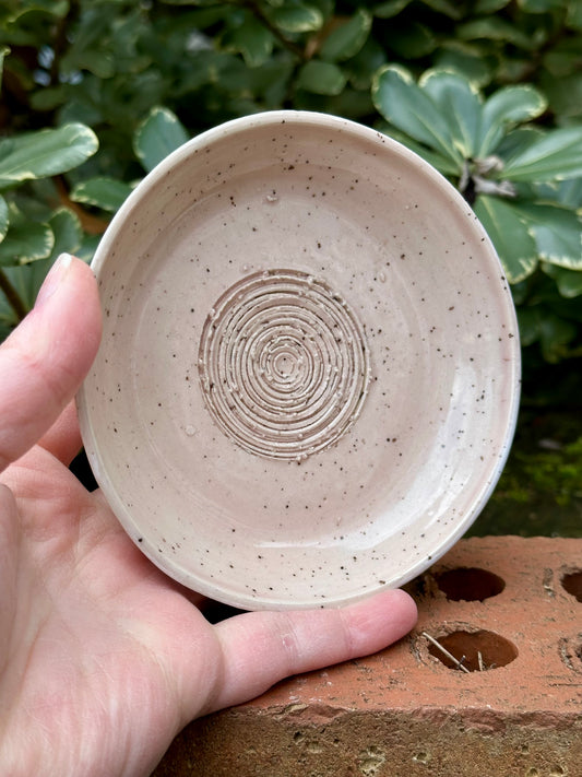 Ceramic Stoneware Pink Trinket Dish Or Spoon Rest Small Plate