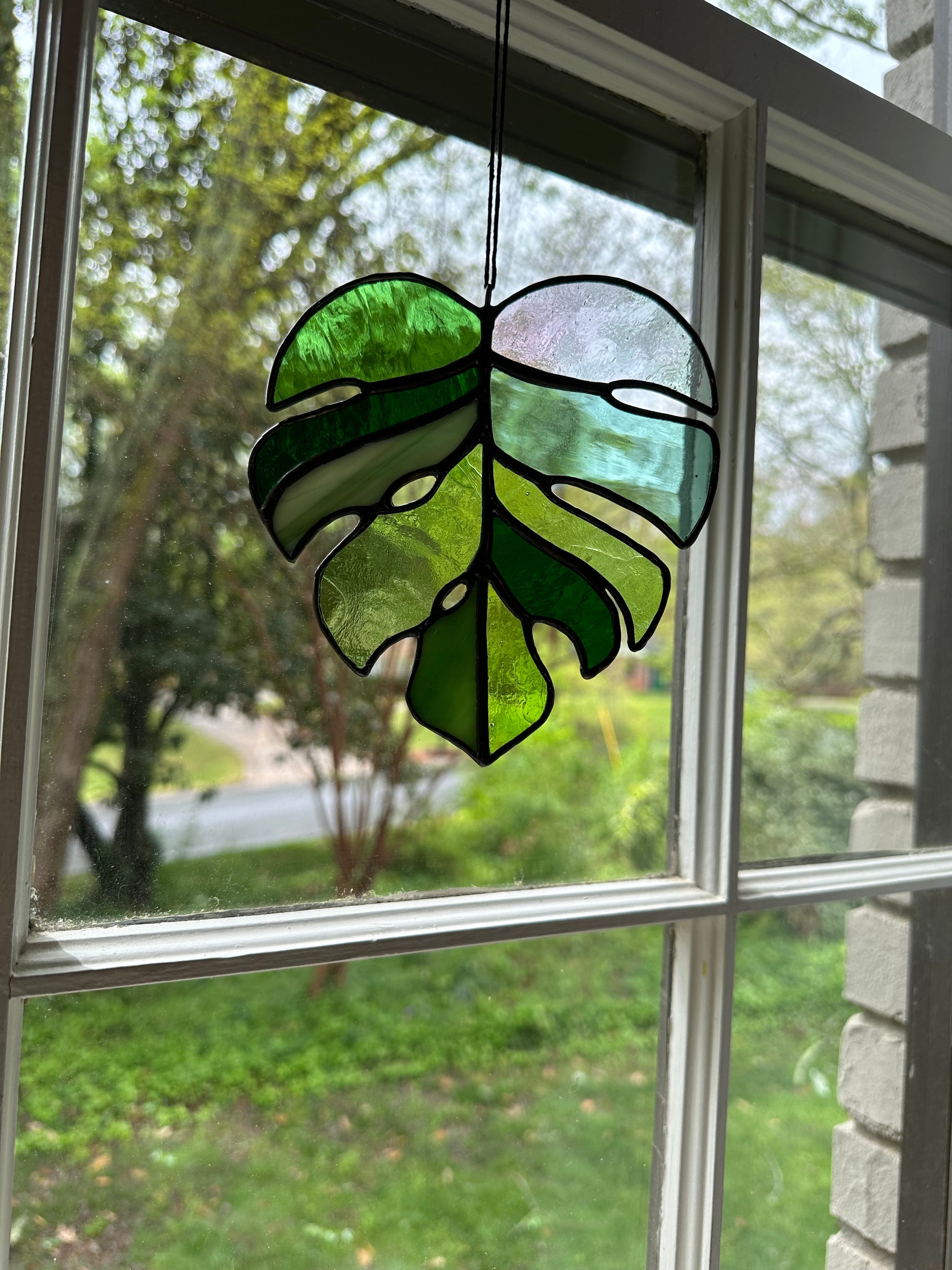 stained glass monstera leaf Pre Order Stained Glass Monstera Leaf Suncatcher Window Decoration Gla – Double Bloom Studios