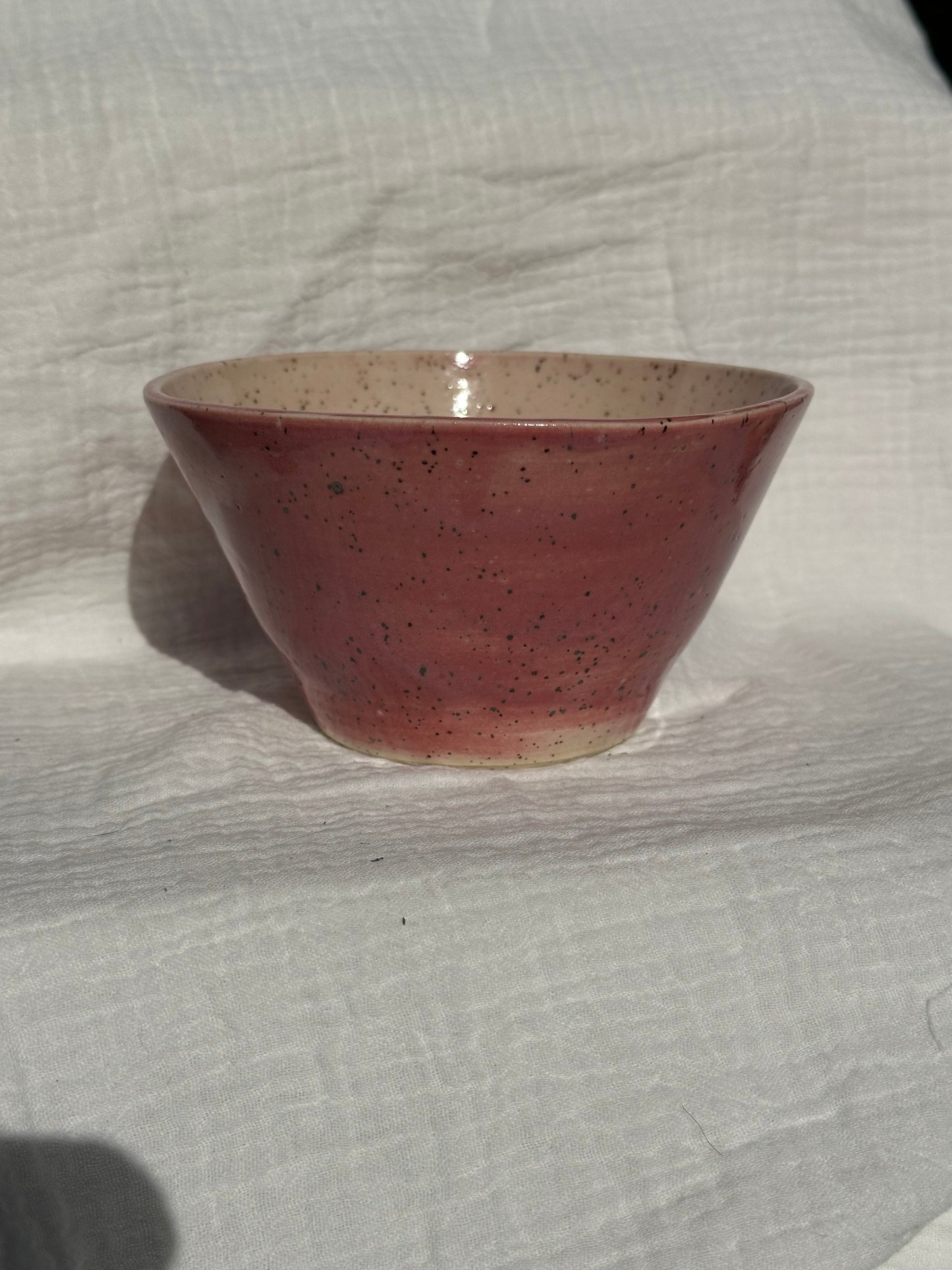 Ceramic Stoneware Pink and White Bowl Cereal Everyday Serving Pottery