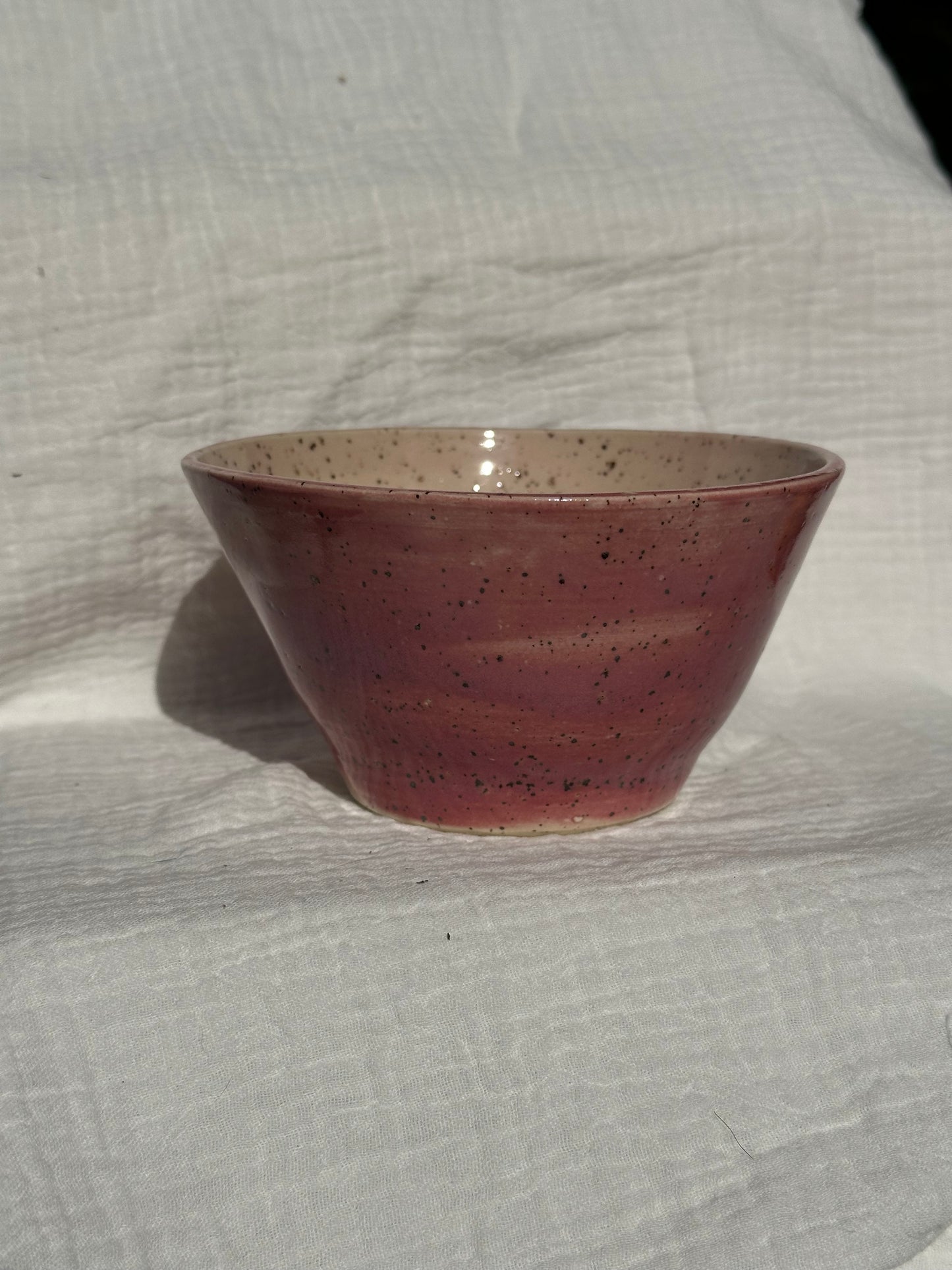 Ceramic Stoneware Pink and White Bowl Cereal Everyday Serving Pottery
