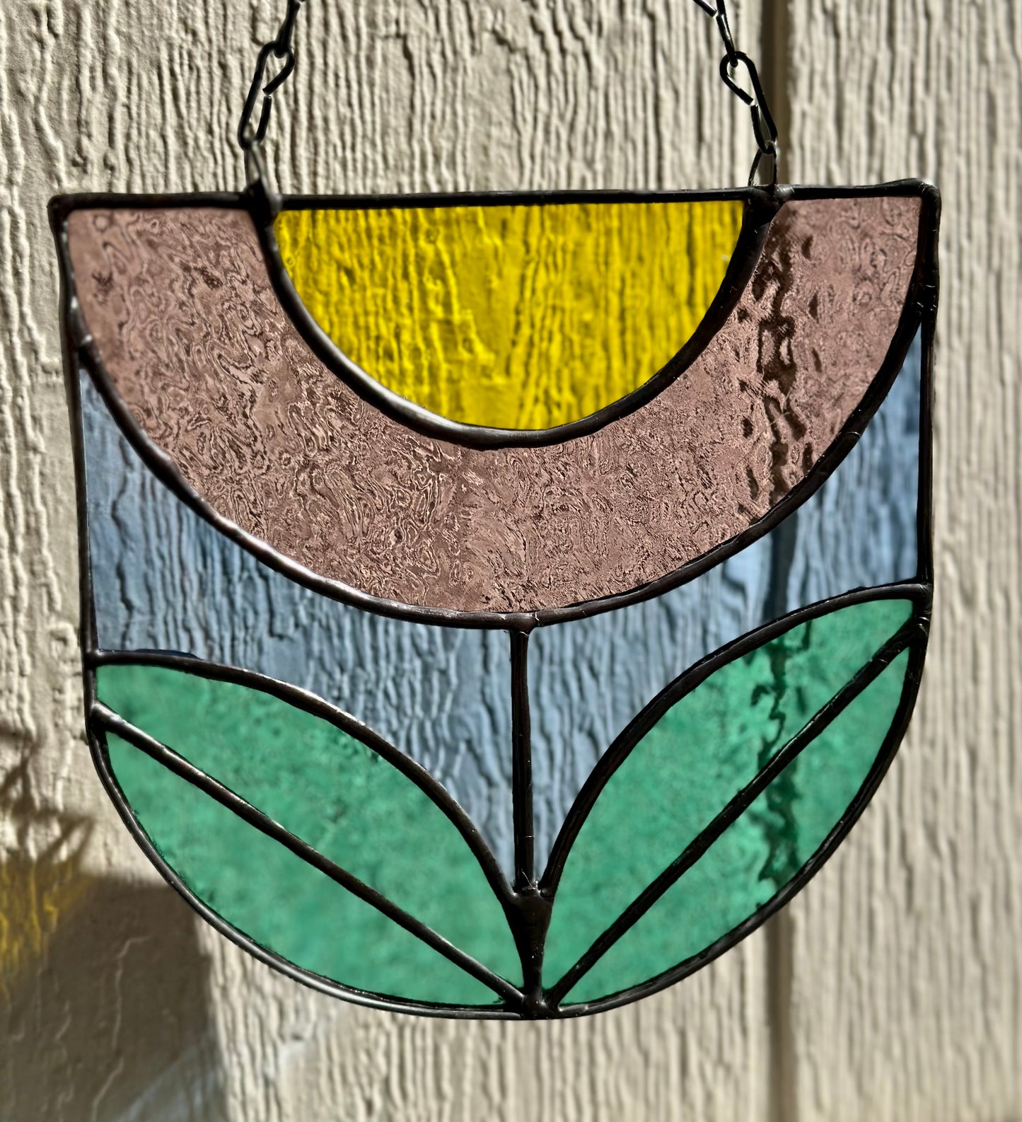 Stained Glass Flower Black Patina Suncatcher Window Decoration Glass Art Plant Lover Gift