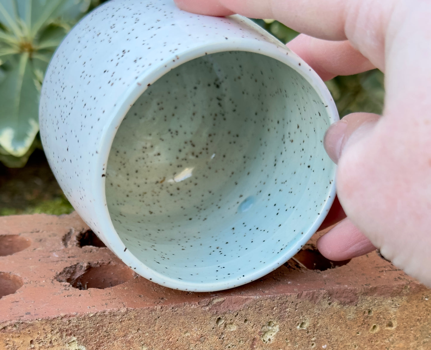 Ceramic Stoneware White and Blue Cup Tumbler Pottery