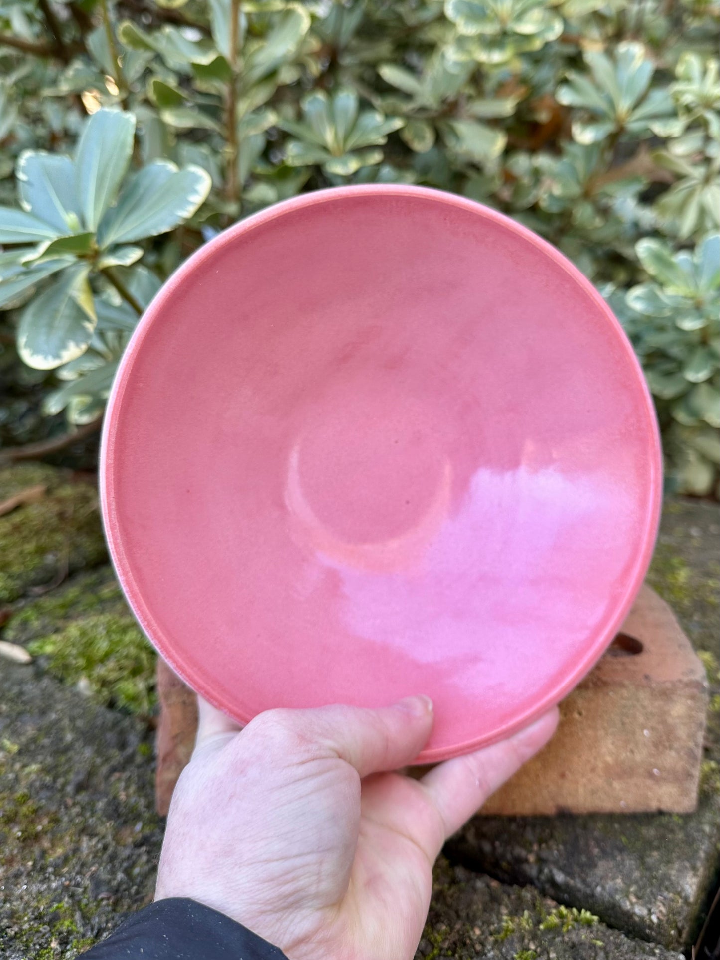 Ceramic Stoneware Medium Pink Serving Display Bowl Home Decor Pottery