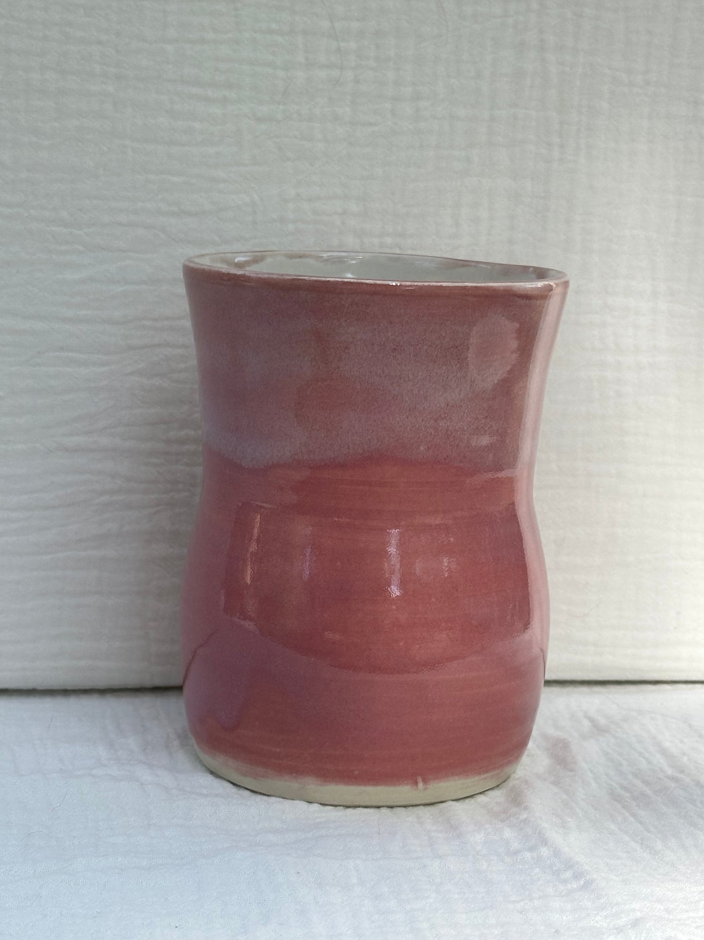 Ceramic Stoneware Pink and White Speckled Utensil Holder Vase Pottery Floral