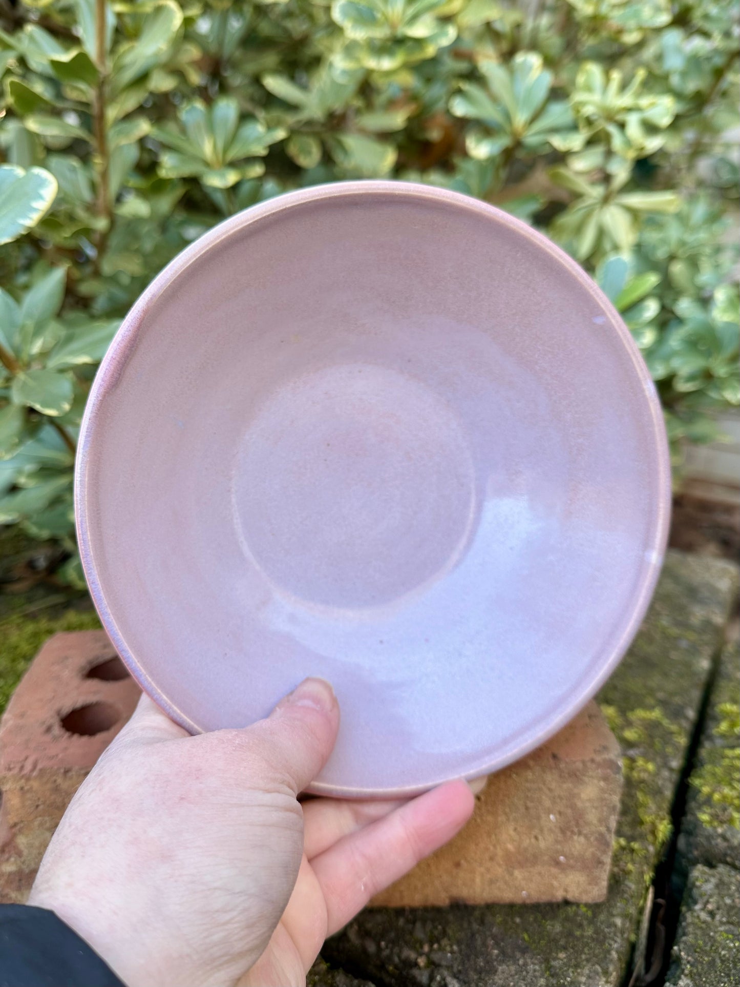 Ceramic Stoneware Medium Pink and Purple Serving Display Bowl Home Decor Pottery