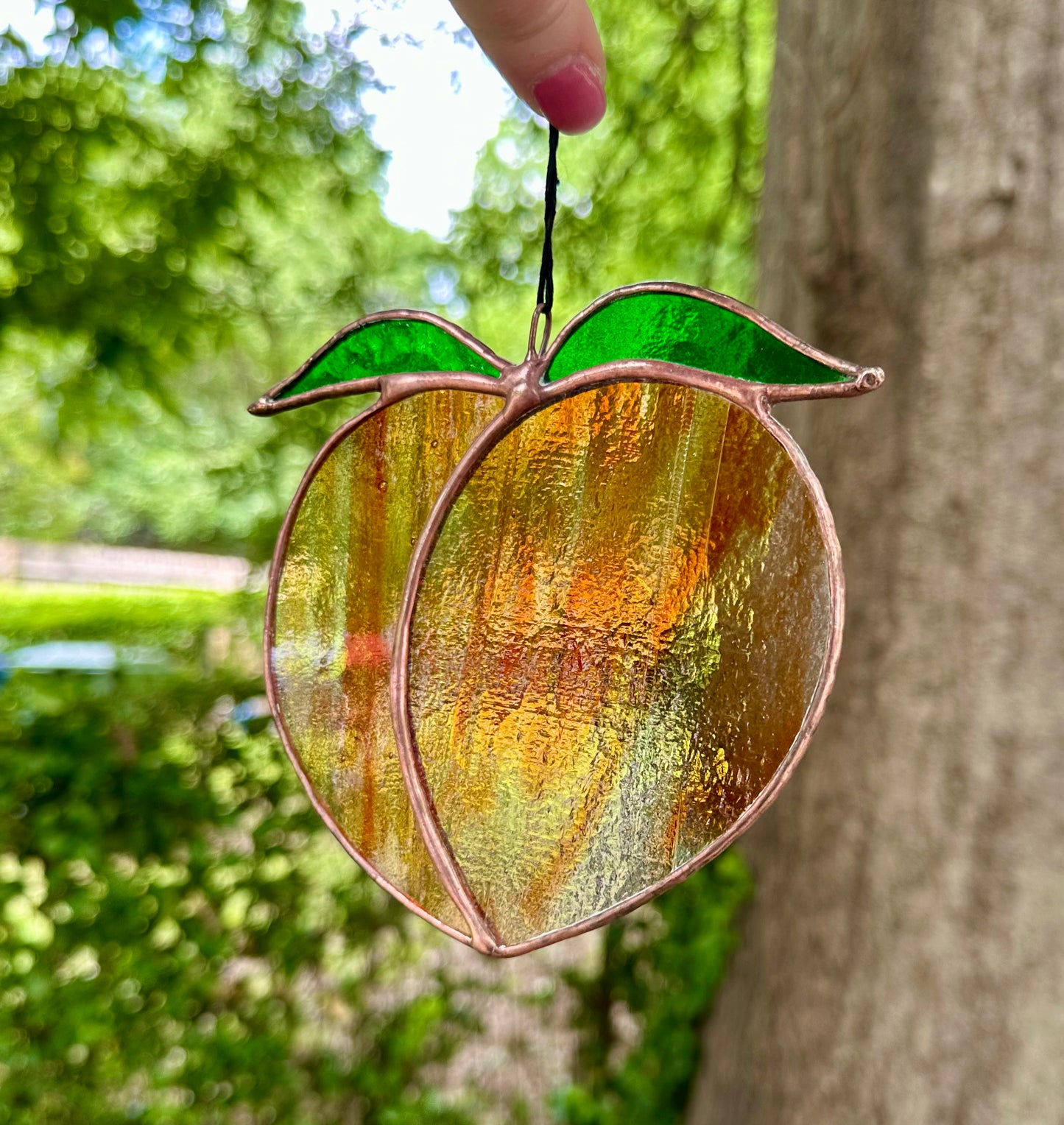 Pre Order Stained Glass Peach Suncatcher Window Decoration Glass Art Plant Lover Gift