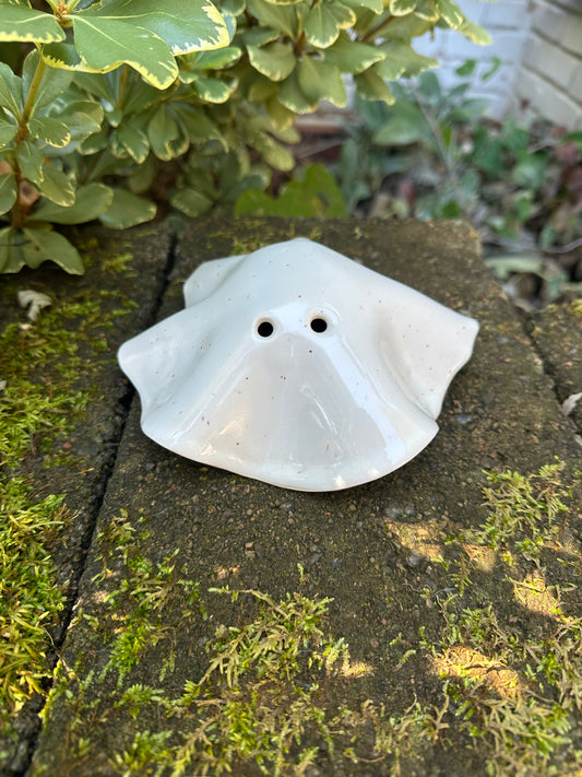 Ceramic Stoneware White Bedsheet Ghost Luminary Tea Light Home Decor Pottery