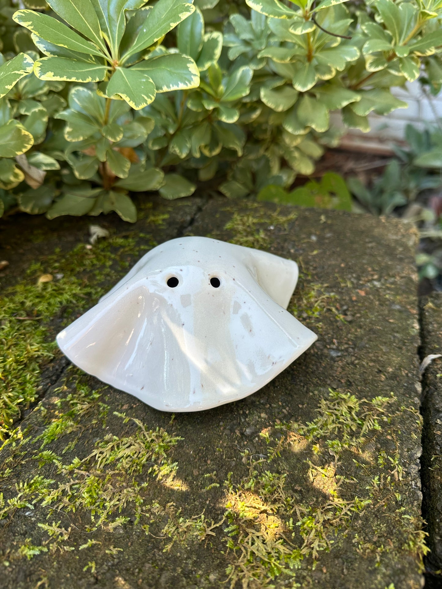 Ceramic Stoneware White Bedsheet Ghost Luminary Tea Light Home Decor Pottery #2