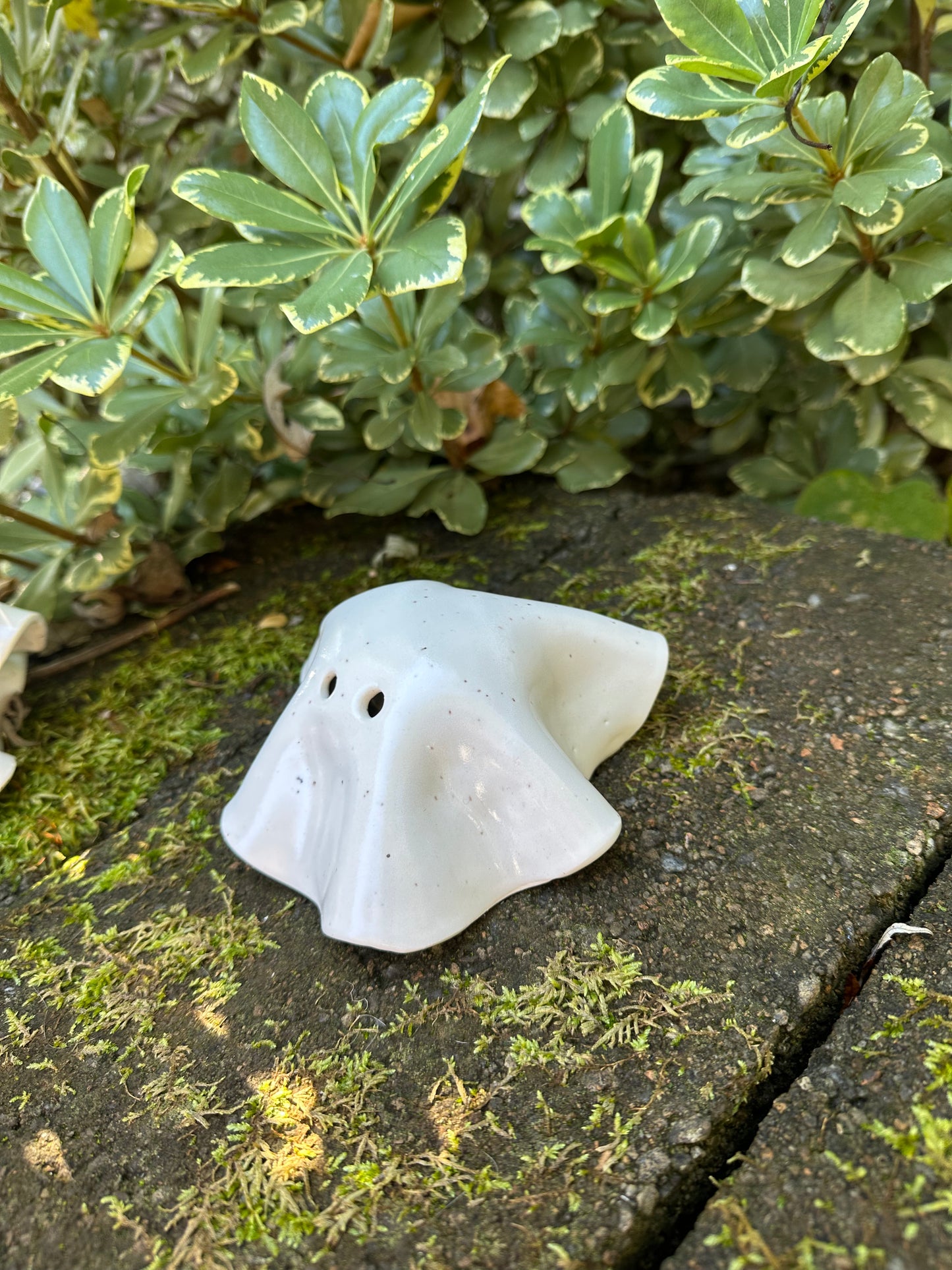 Ceramic Stoneware White Bedsheet Ghost Luminary Tea Light Home Decor Pottery #4