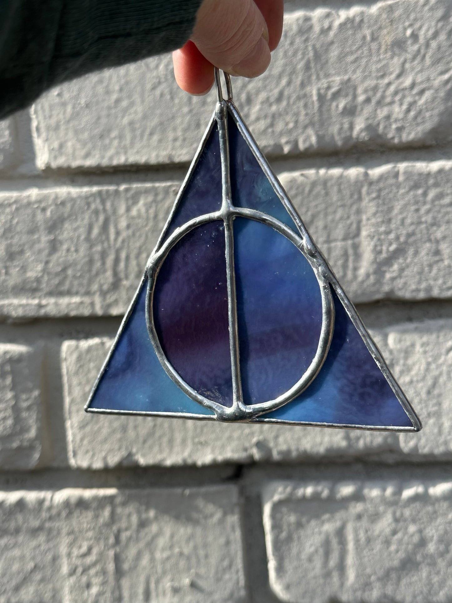 Stained Glass Deathy Hallows Opaque Purple and Black Suncatcher Window Decoration Glass Art Gift Potter Housewarming